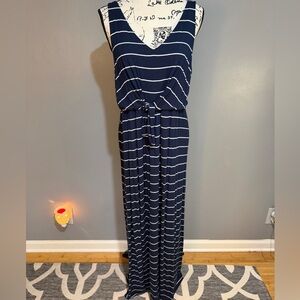SO Navy and White Striped Sleeveless Maxi Dress Sz L